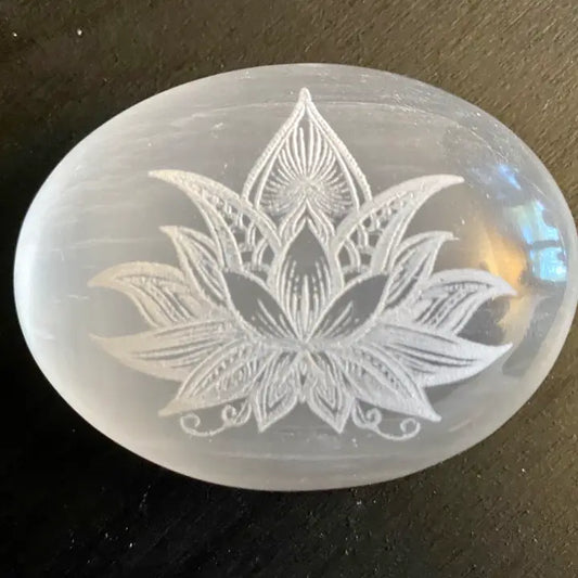 Lotus Flower Selenite Palm Stone