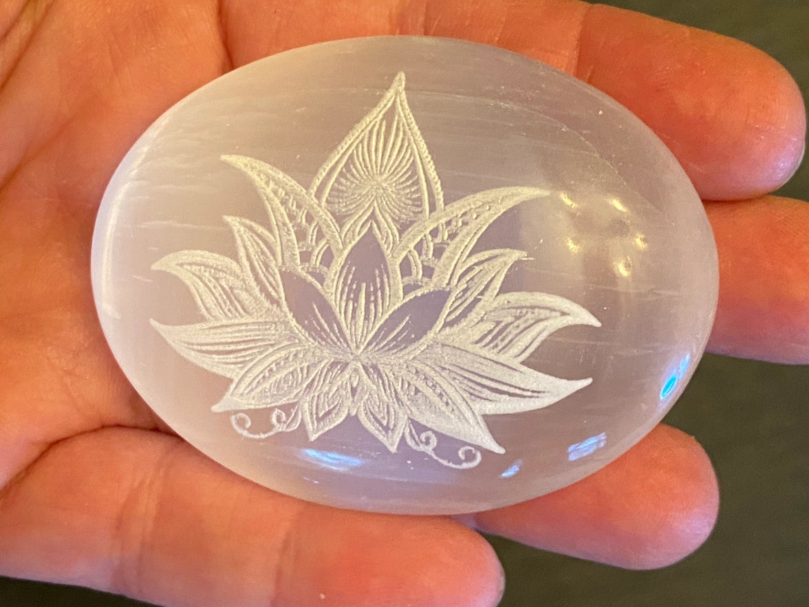 Lotus Flower Selenite Palm Stone