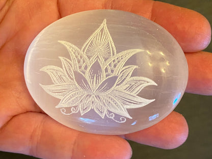 Lotus Flower Selenite Palm Stone