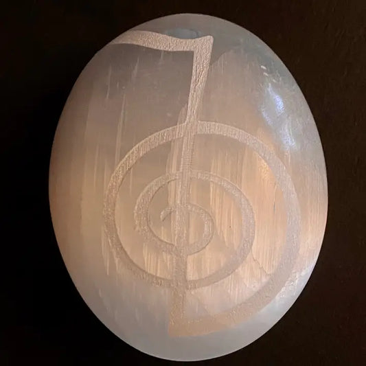 Cho Ku Rei Reiki Symbol Selenite Palm Stone